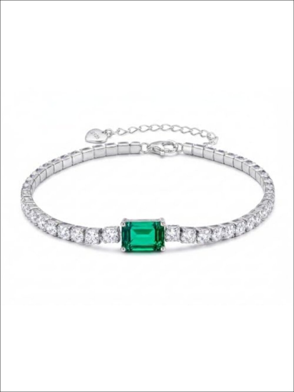 925 Sterling Silver Lab-Grown Gemstone Bracelet Zircon Halo Gift Box